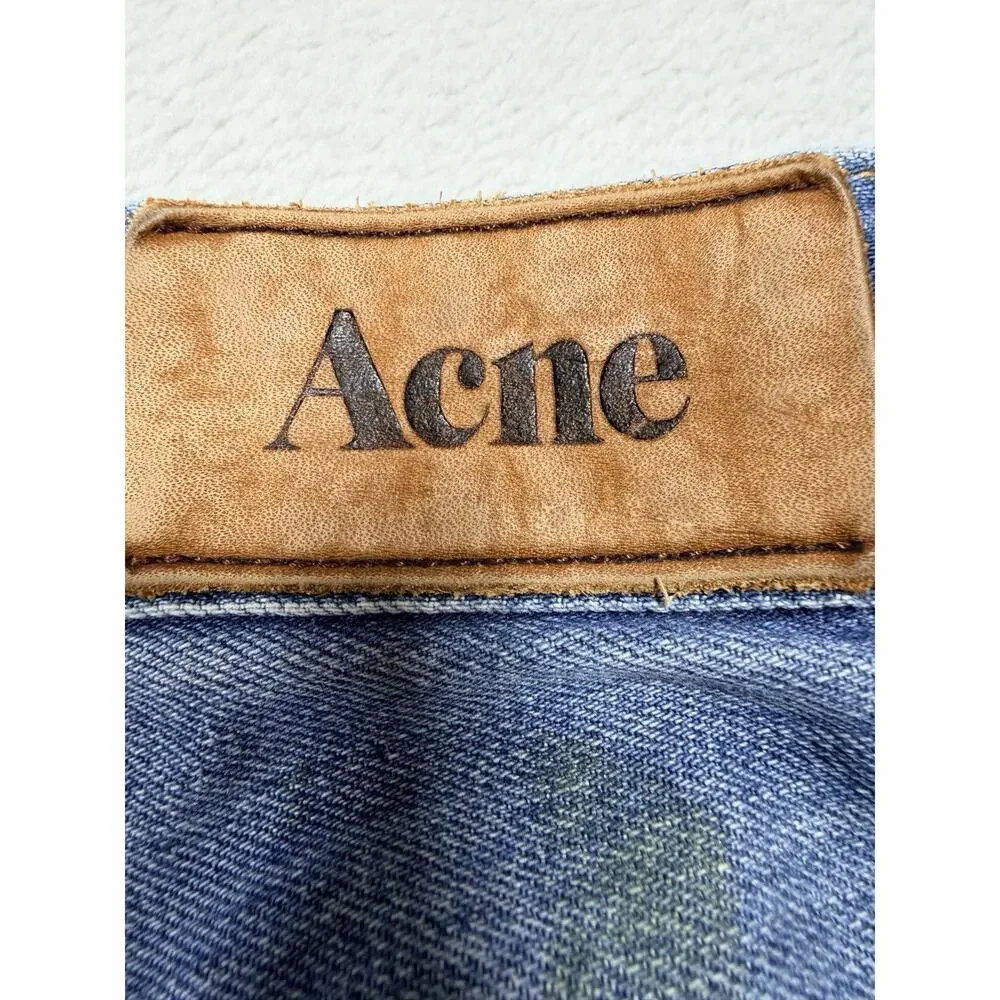 Acne Roc Verakai Jeans Men Size 36x34 Blue Indigo Slim Straight Button Fly EUC